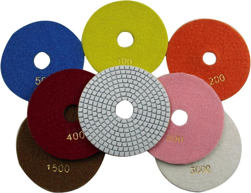 Konfor Diamond 5 Inch Wet Polishing Pads for Granite Marble Travertine Terrazzo Engineered Stone (Pack of 7) - Image 2